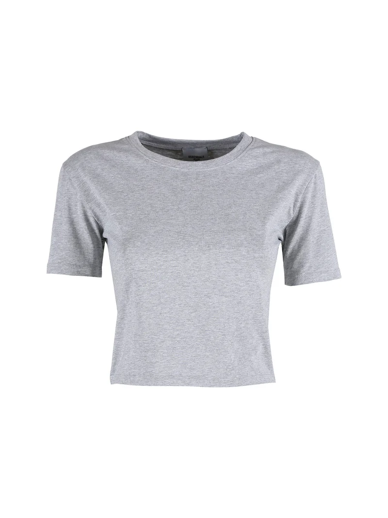 T-shirt crop da donna in cotone - grigio
