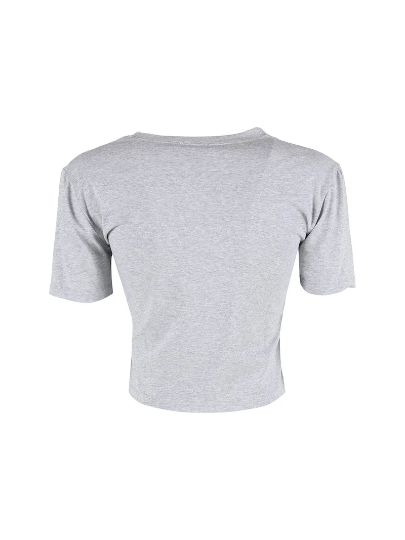 T-shirt crop da donna in cotone - grigio