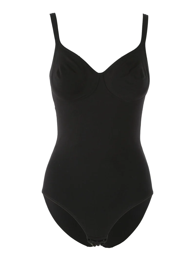 PEONIA Body donna in cotone con coppe preformate COPPA B - nero