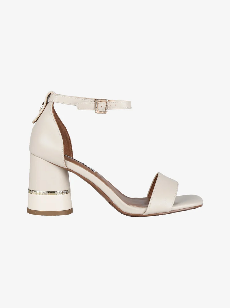 Sandali donna con tacco a clindro - beige