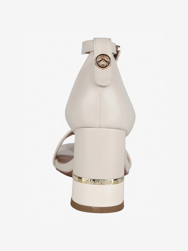 Sandali donna con tacco a clindro - beige