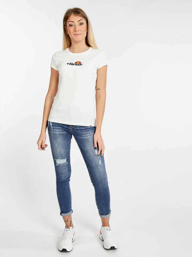 T-shirt donna a maniche corte con stampa - bianco
