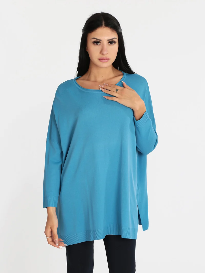 Maglia leggera donna oversize - azzurro