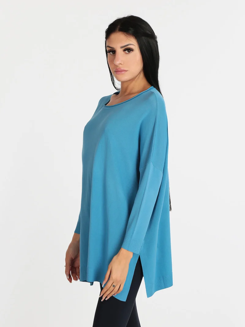 Maglia leggera donna oversize - azzurro
