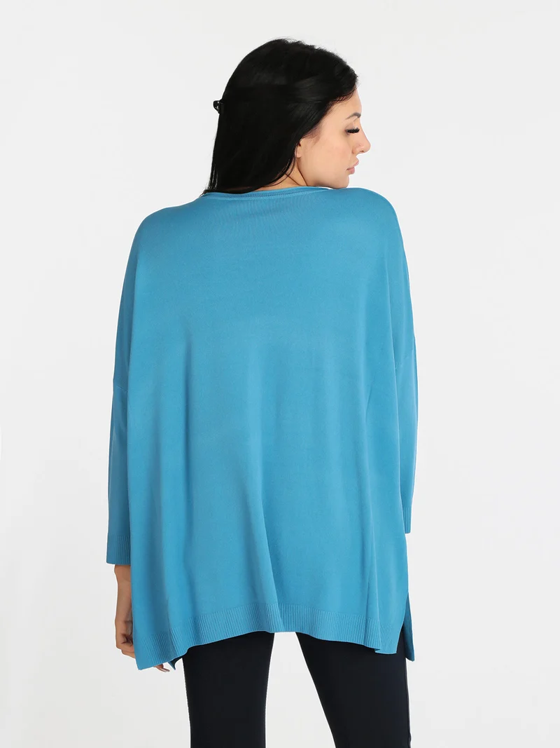 Maglia leggera donna oversize - azzurro