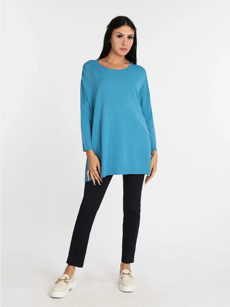 Maglia leggera donna oversize - azzurro