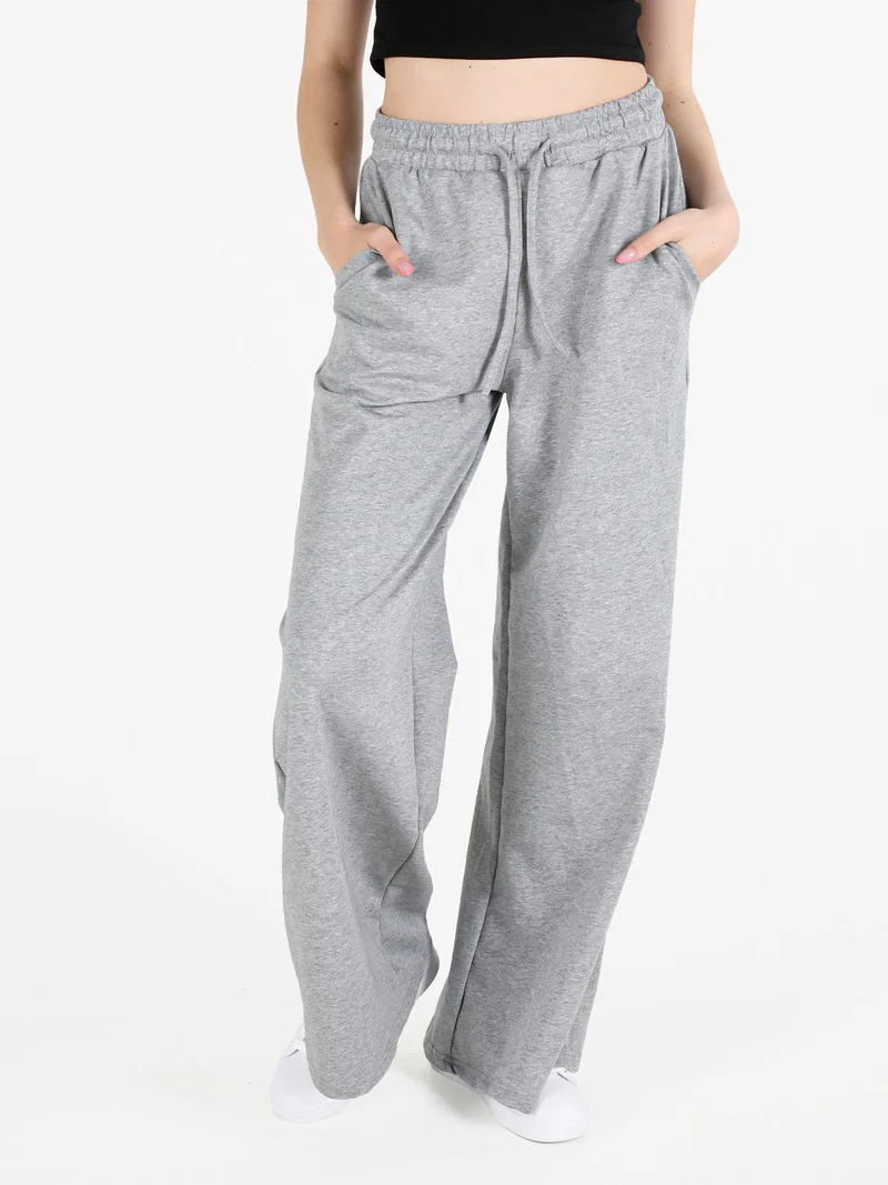 Pantaloni sportivi da donna a gamba larga con coulisse - grigio
