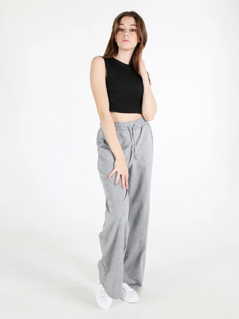 Pantaloni sportivi da donna a gamba larga con coulisse - grigio