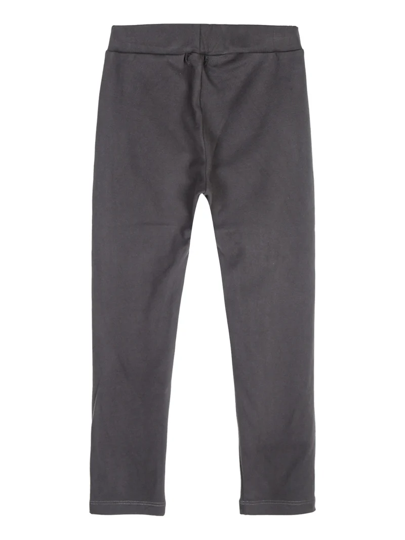 Leggings da bambina in tessuto caldo con applicazioni - grigio scuro