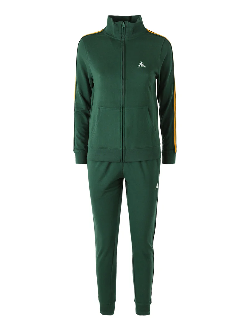 Completo tuta da donna in misto cotone full zip - verde