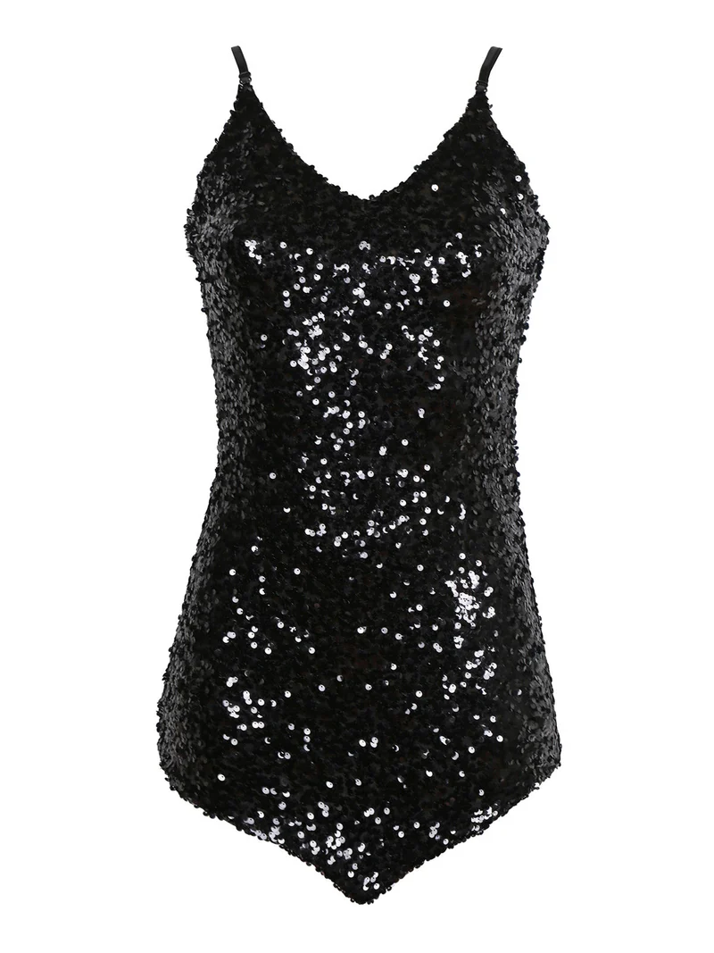 Vestito donna con paillettes - nero