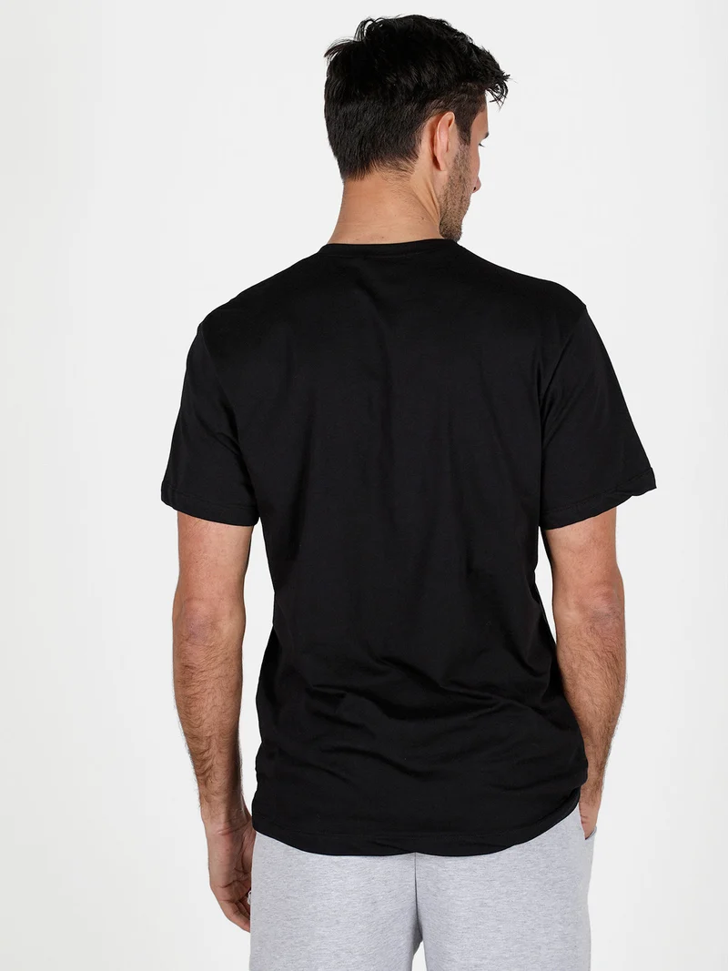 T-shirt girocollo da uomo in cotone con patch gommata - nero