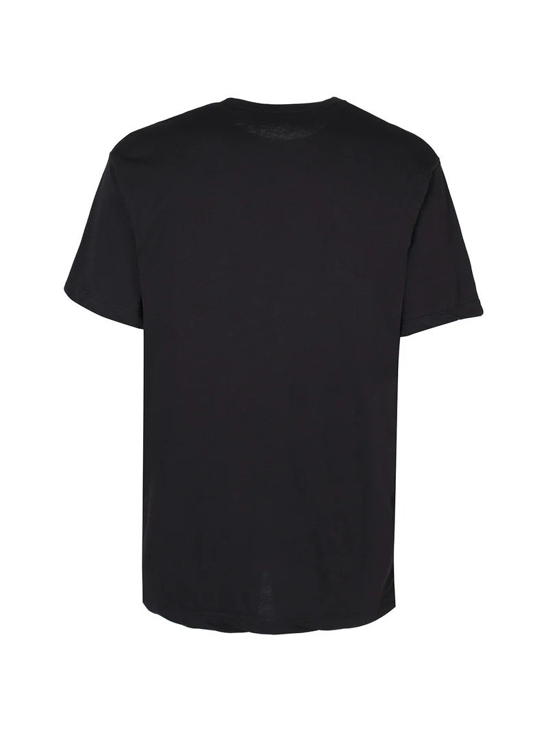T-shirt girocollo da uomo in cotone con patch gommata - nero