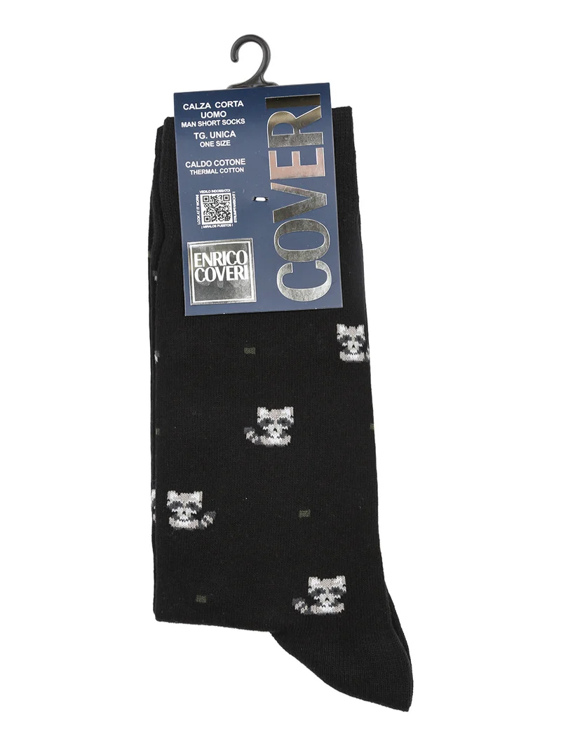 Calze corte da uomo in caldo cotone con stampe - nero