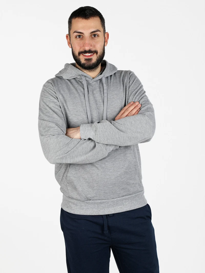 Felpa da uomo con cappuccio - grigio