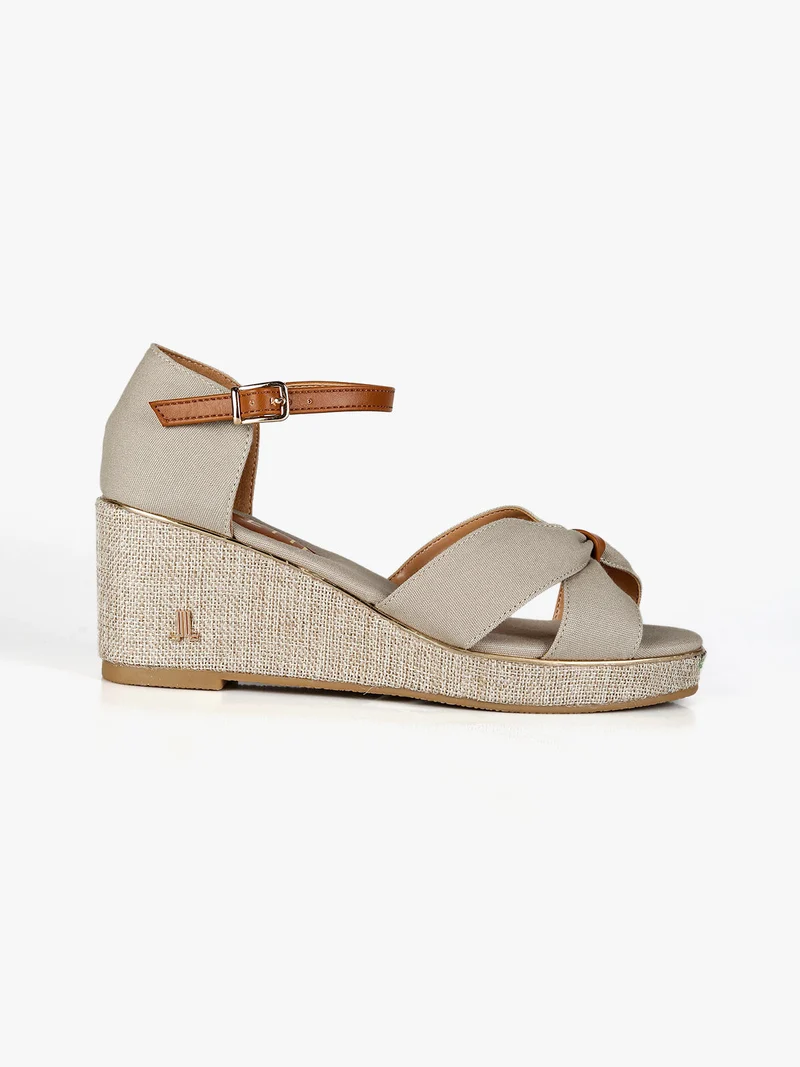 Sandali donna con zeppa - fango