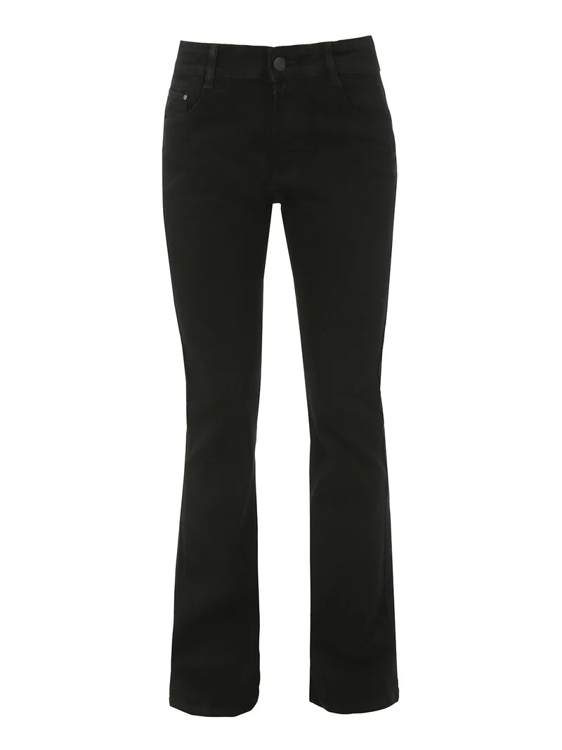 Pantaloni jeans donna push-up a zampa - nero