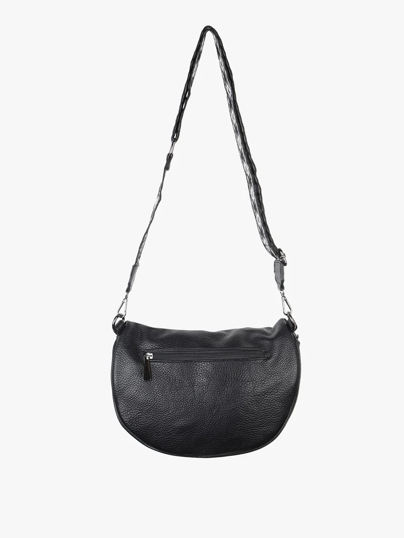 Marsupio donna in con zip e tracolla stampata - nero