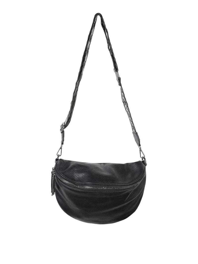Marsupio donna in con zip e tracolla stampata - nero