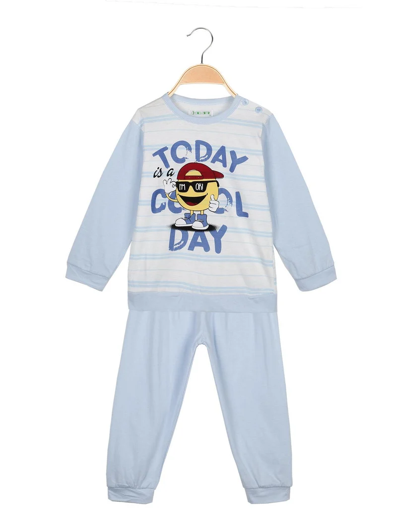 Pigiama bimbo in cotone 2 pezzi - azzurro