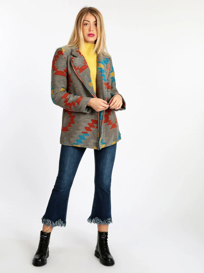 Blazer donna a fantasia - grigio