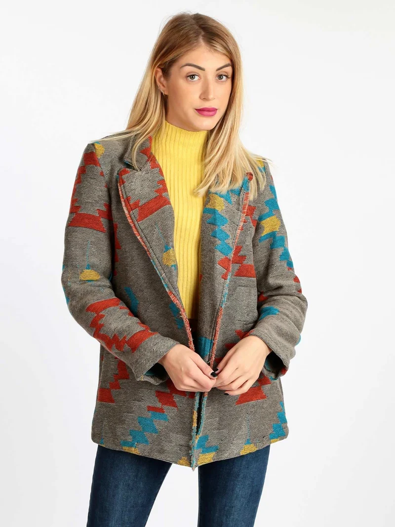 Blazer donna a fantasia - grigio