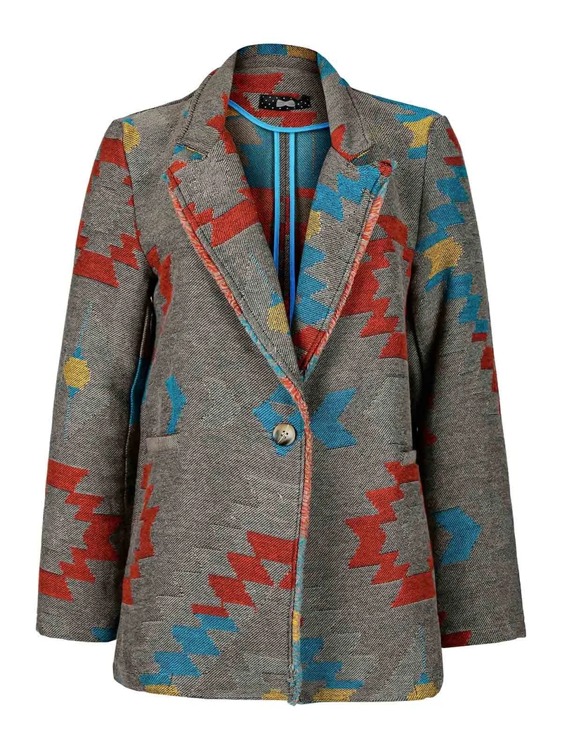 Blazer donna a fantasia - grigio