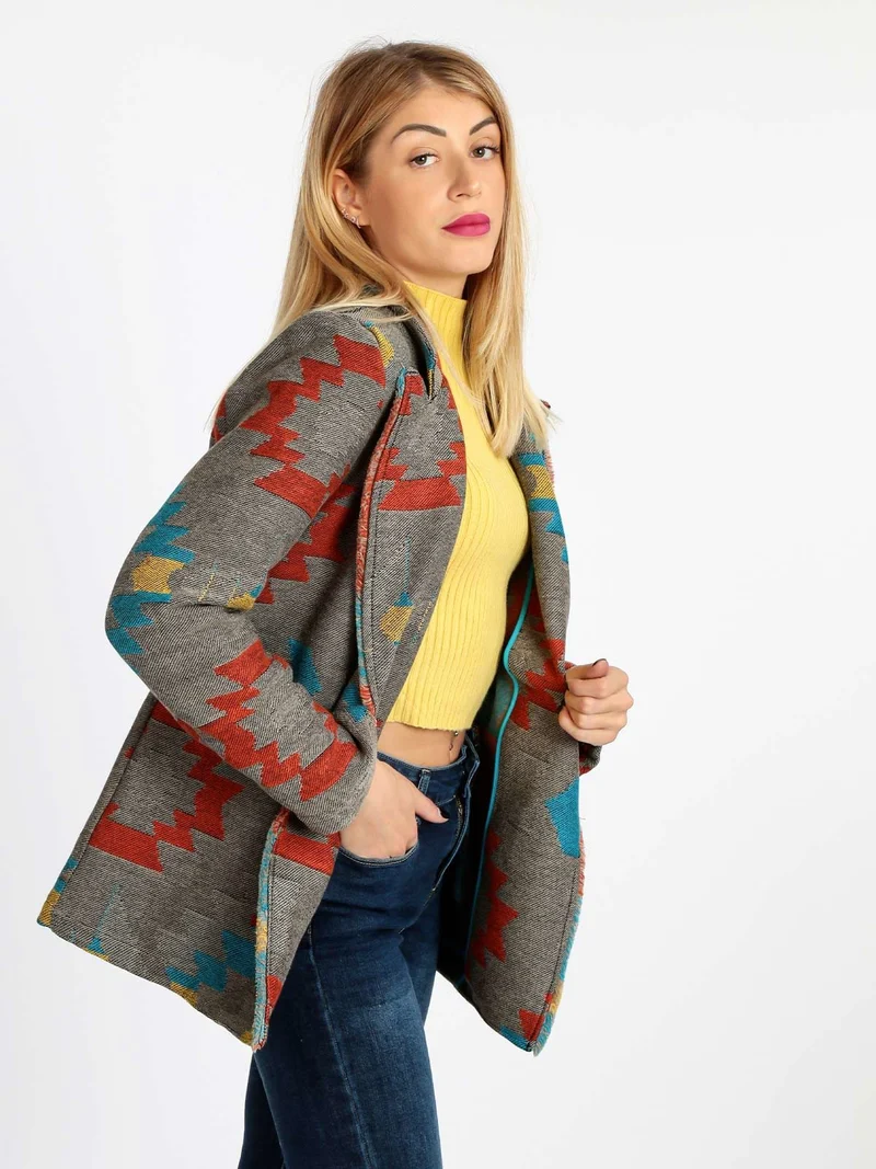 Blazer donna a fantasia - grigio