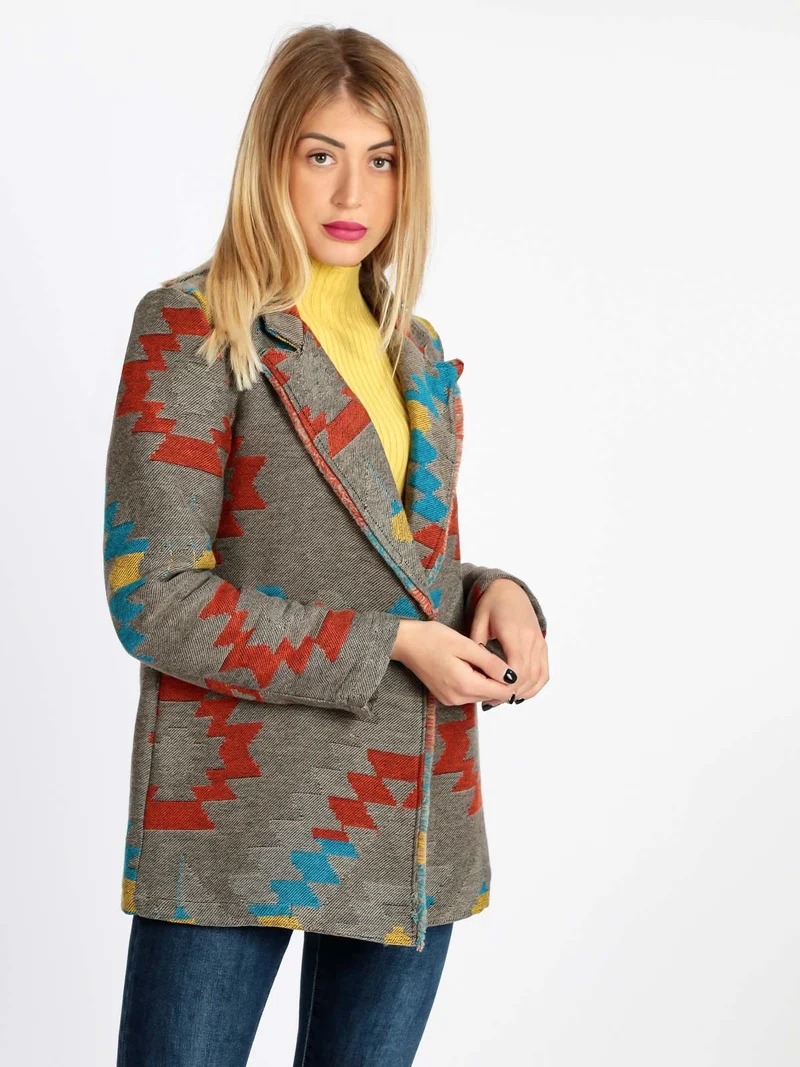 Blazer donna a fantasia - grigio