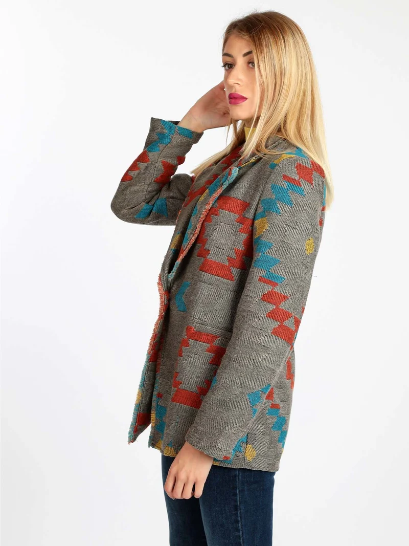 Blazer donna a fantasia - grigio