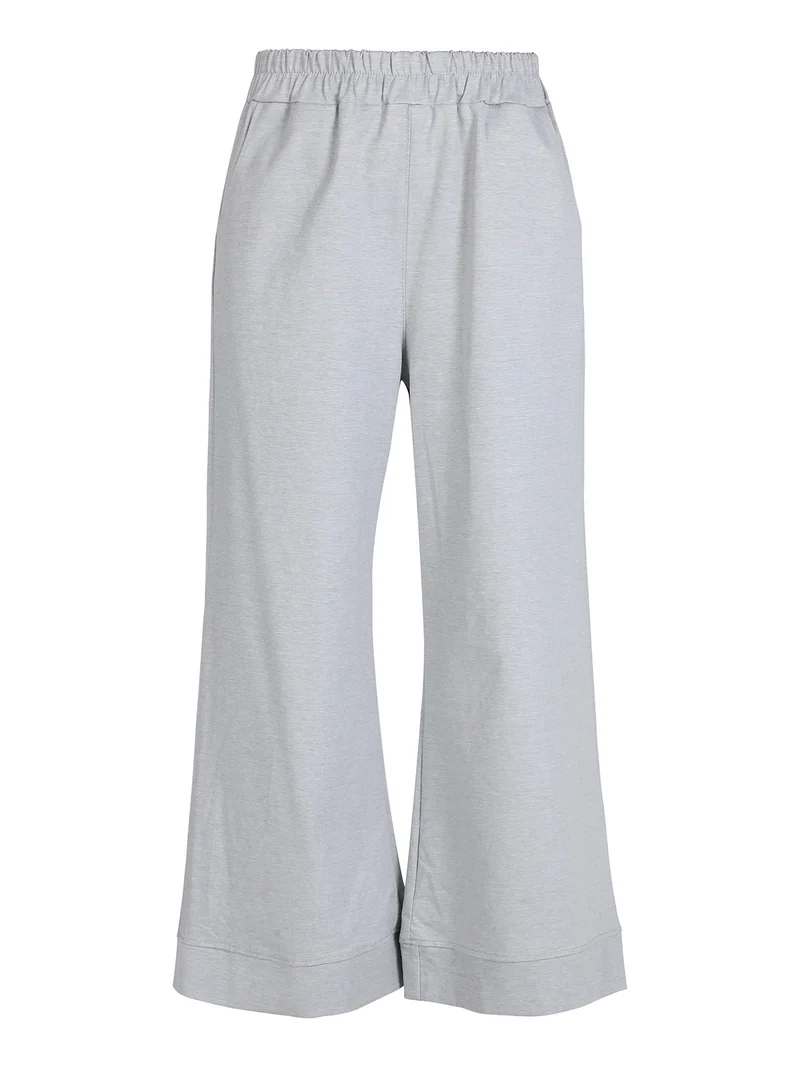 Pantaloni donna a vita alta e gamba larga - grigio