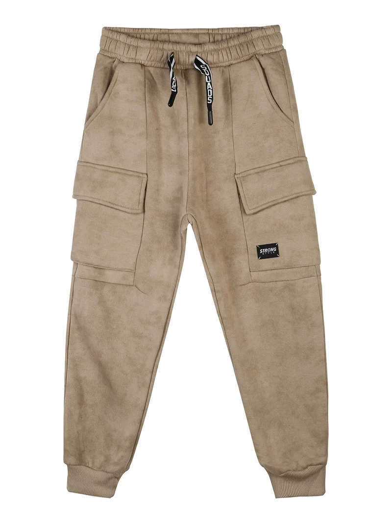 Pantaloni da ragazzo con tasconi e polsini - khaki