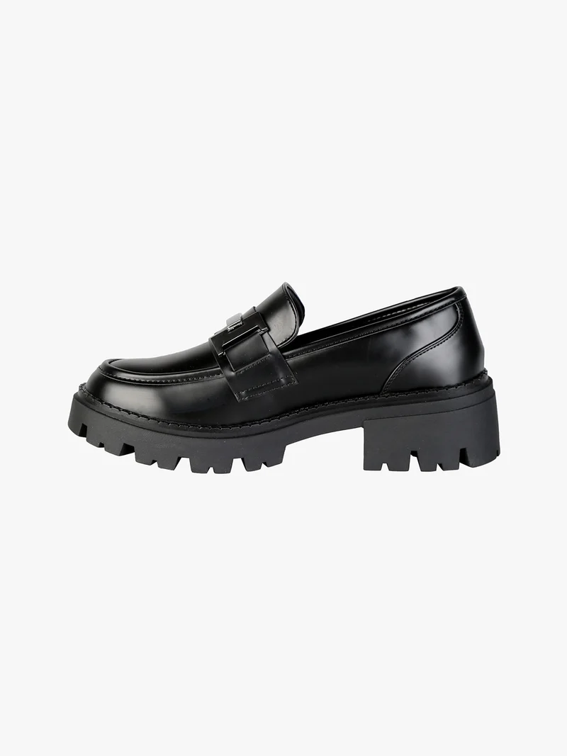 Mocassini donna in ecopelle con suola alta e plateau - nero