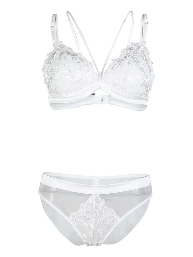 P0812C Completo intimo donna triangolo + brasiliano - bianco