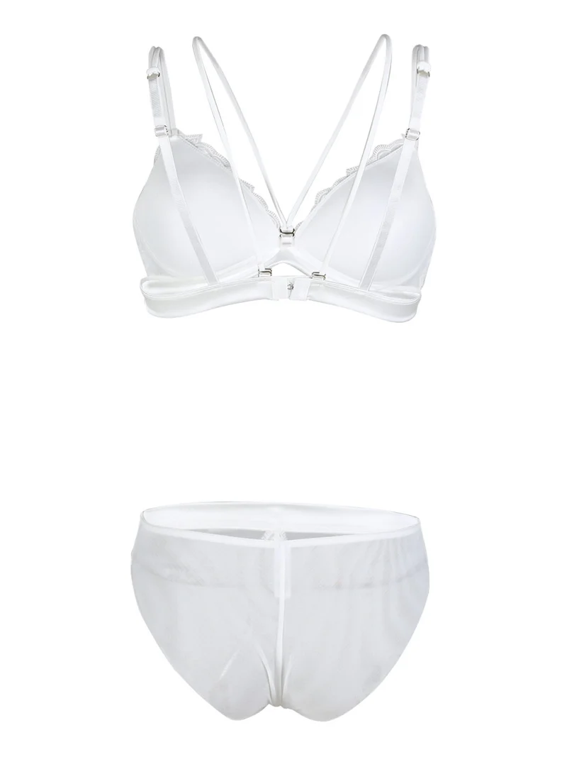 P0812C Completo intimo donna triangolo + brasiliano - bianco