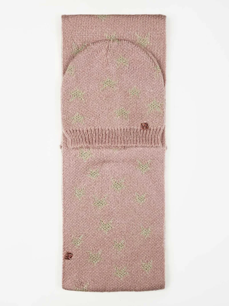 Set berretto + scaldacollo in maglia - rosa