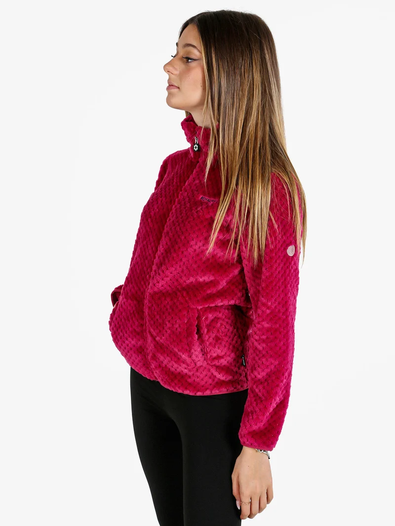 Felpa donna full zip in pile - fucsia
