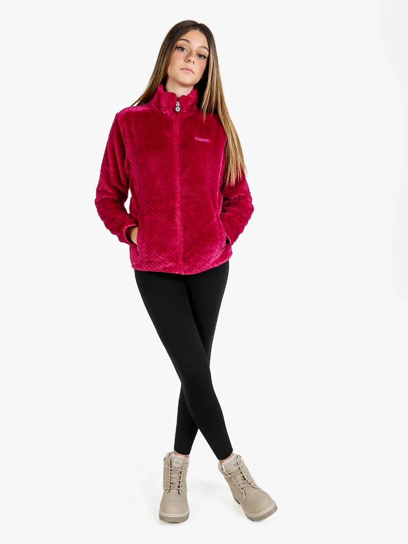 Felpa donna full zip in pile - fucsia