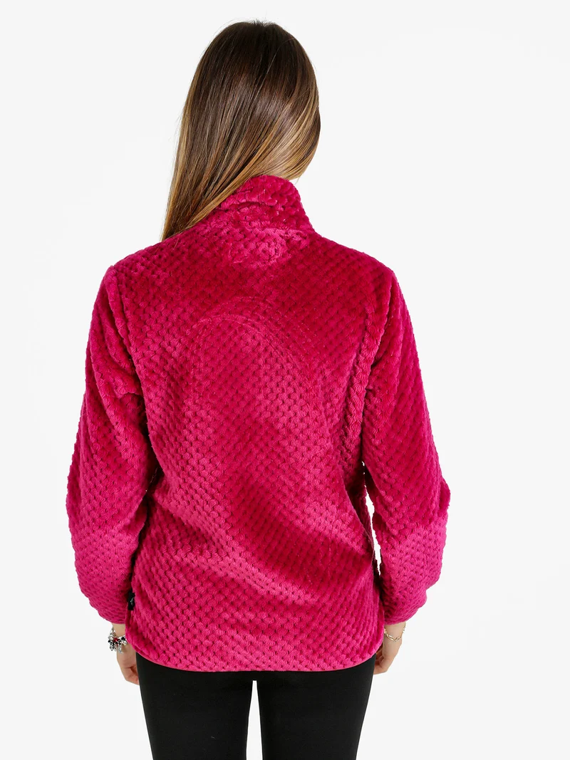 Felpa donna full zip in pile - fucsia