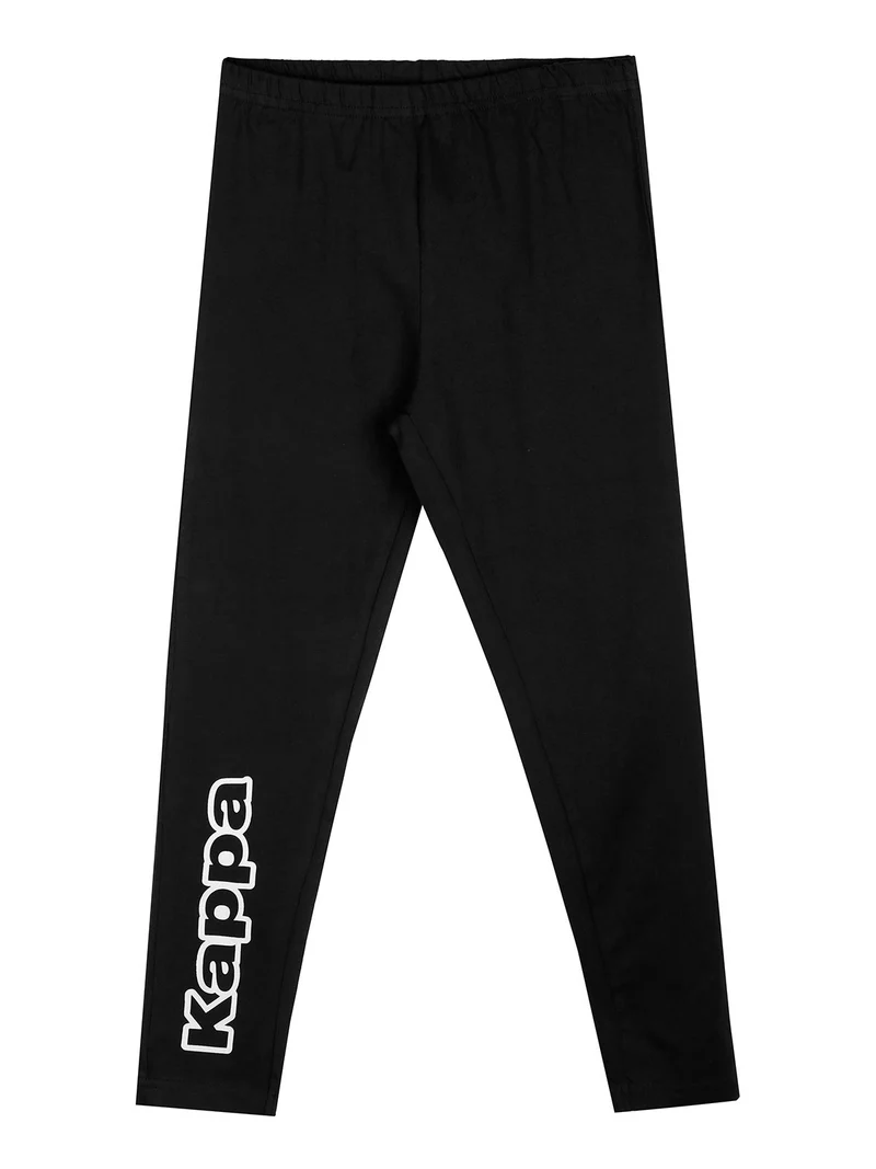 Leggings sportivo da ragazza con logo sul fondo - nero