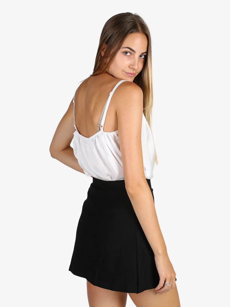 Top donna effetto raso con pizzo - bianco