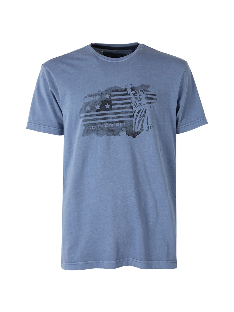 T-shirt da uomo in cotone con stampa - blu