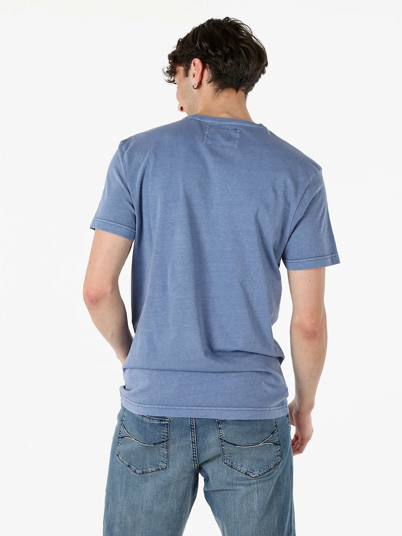 T-shirt da uomo in cotone con stampa - blu