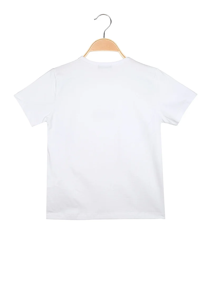 T-shirt girocollo da ragazzo in cotone con logo - bianco