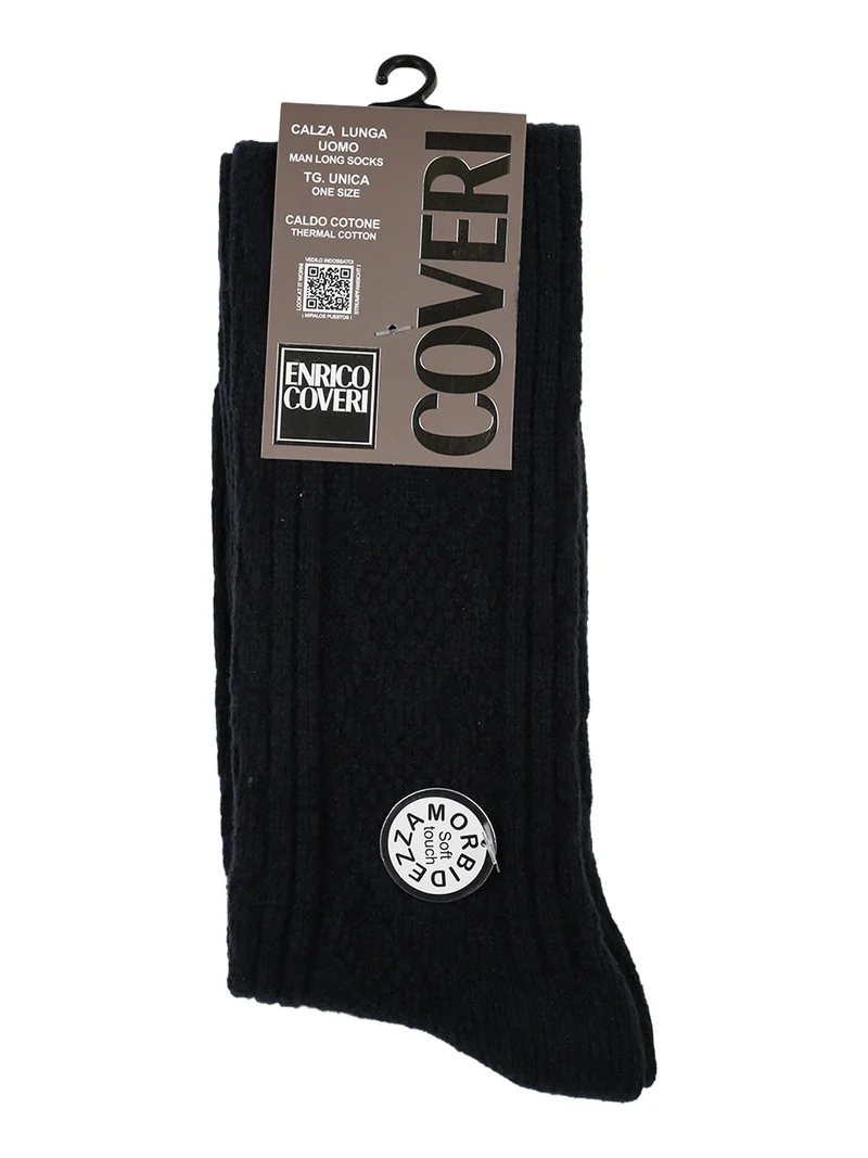 Calze lunghe da uomo morbide in caldo cotone - blu scuro