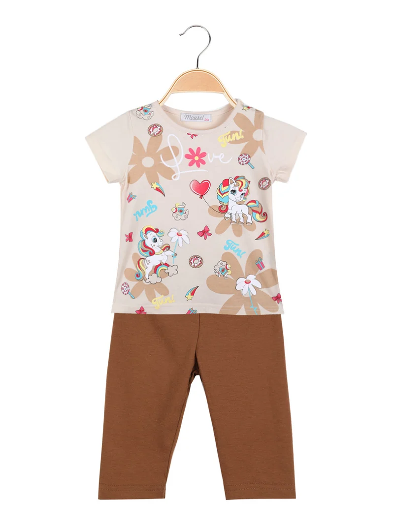 Completo 2 pezzi da neonata t-shirt + leggings - beige