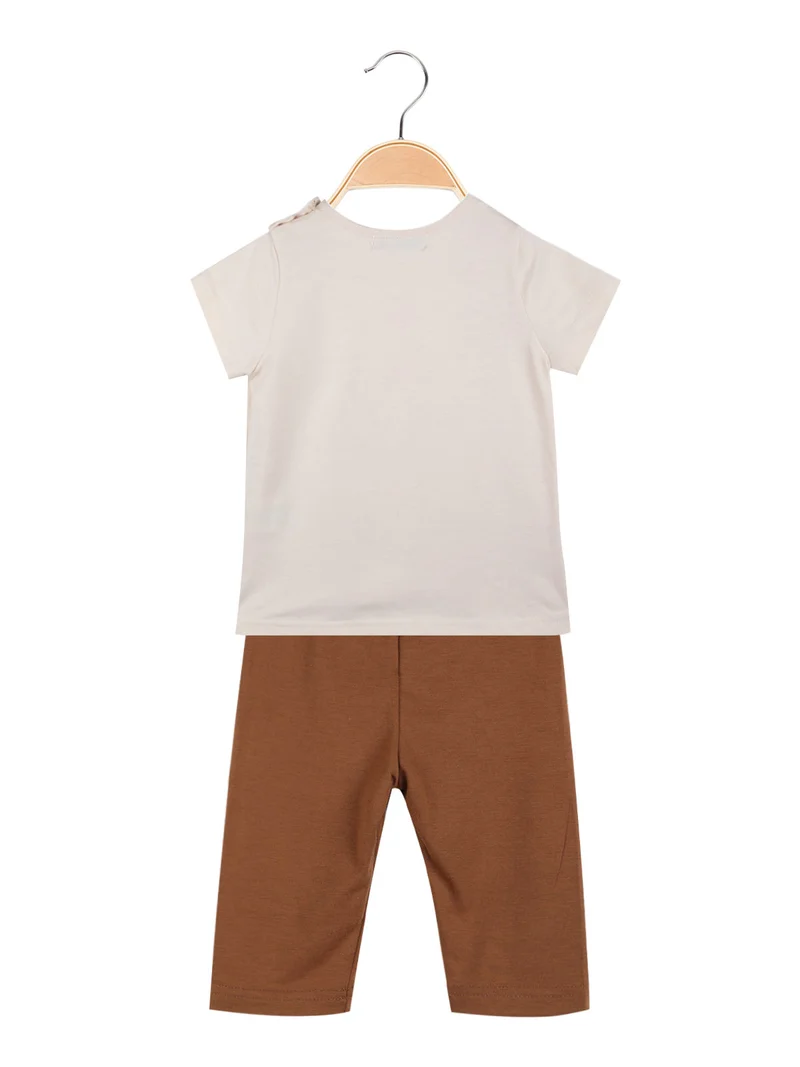 Completo 2 pezzi da neonata t-shirt + leggings - beige