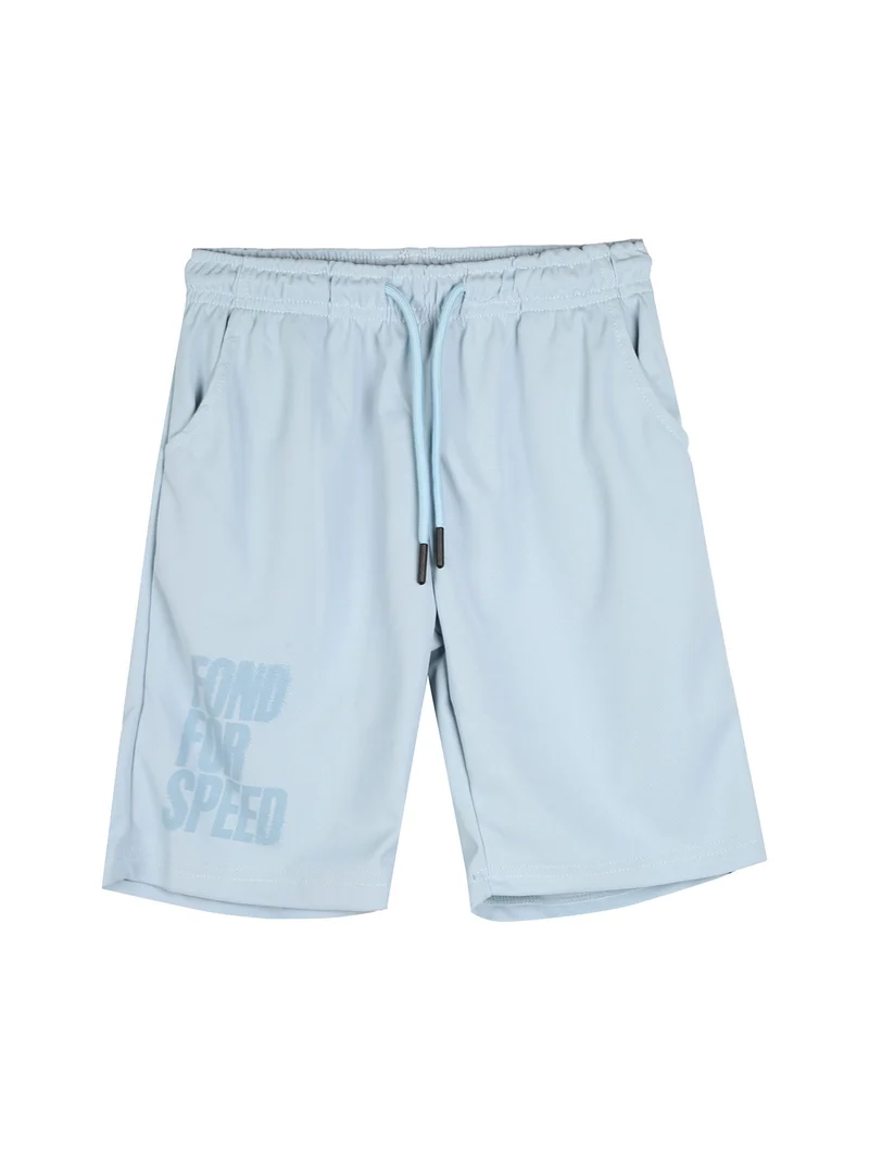 Completo corto da ragazzo con t-shirt e bermuda - azzurro