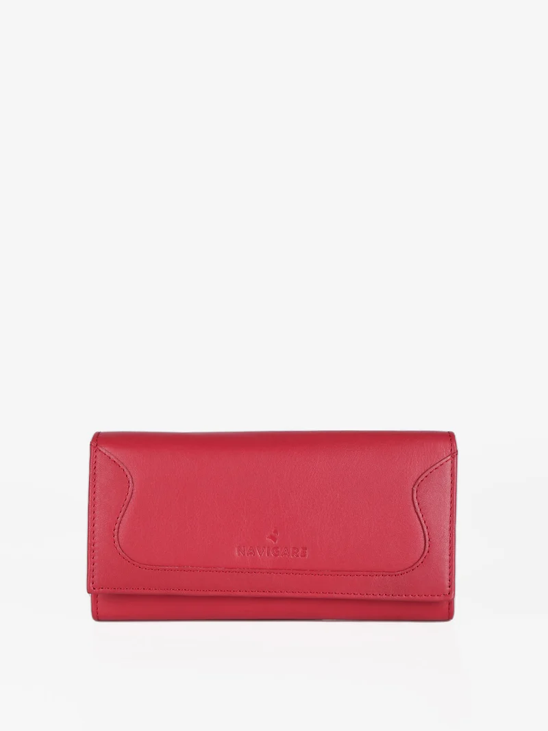 Portafoglio in pelle rettangolare da donna - rosso
