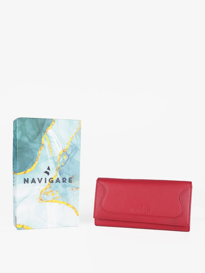 Portafoglio in pelle rettangolare da donna - rosso